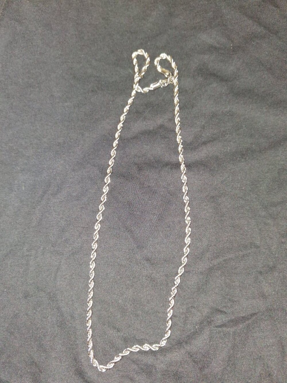Silver Rope Chain Necklace 22 Inch Stainless Steel